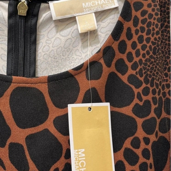 Michael Kors Animal Print A-Line Dress NWT Large - Picture 4 of 4